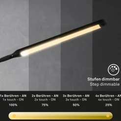 LED vloerlamp Pivaz justeerbaar touchdim zwart