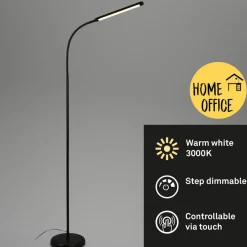 LED vloerlamp Pivaz justeerbaar touchdim zwart