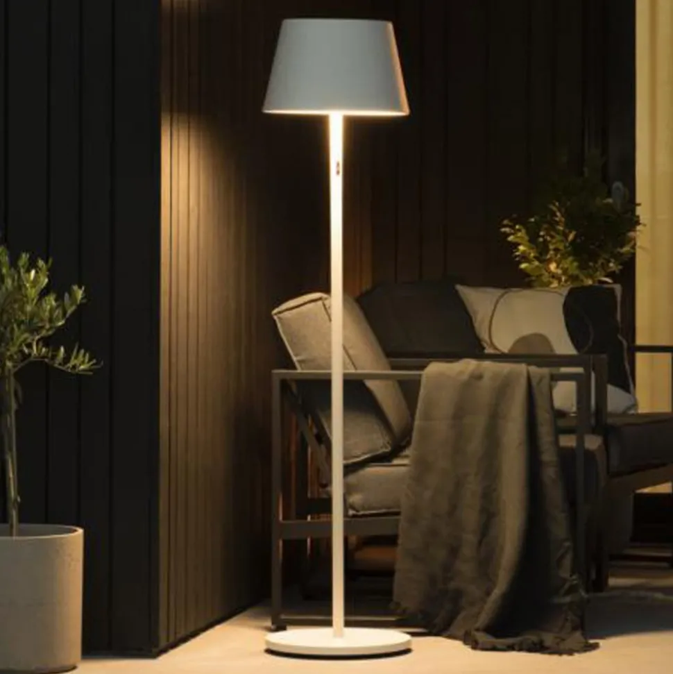 LED vloerlamp Pomezia voor buiten, USB, wit