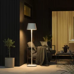 LED vloerlamp Pomezia voor buiten, USB, wit