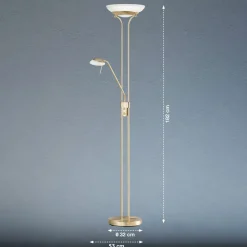 LED vloerlamp Pool, messingkleurig, hoogte 182 cm, 2-lamps.