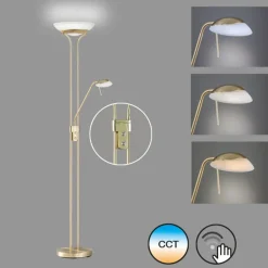 LED vloerlamp Pool, messingkleurig, hoogte 182 cm, 2-lamps.