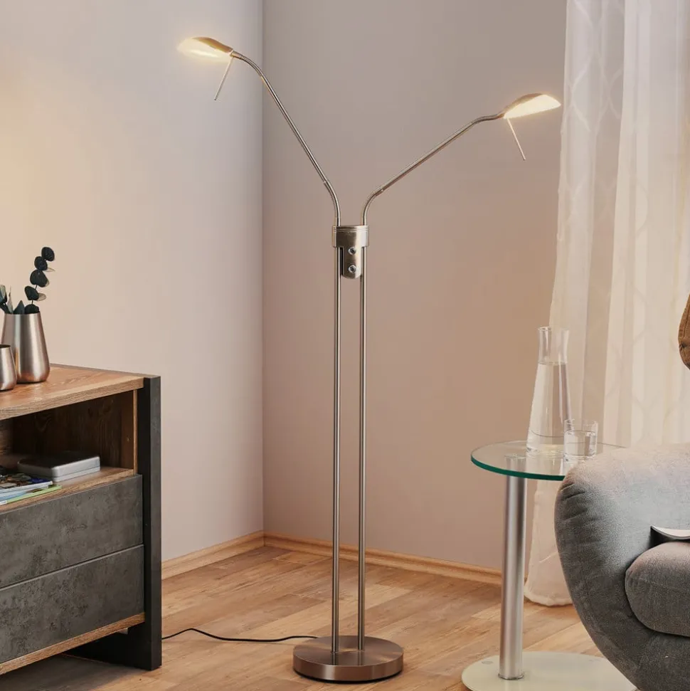 LED vloerlamp Pool TW, 2-lamps, nikkel