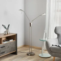 LED vloerlamp Pool TW, 2-lamps, nikkel