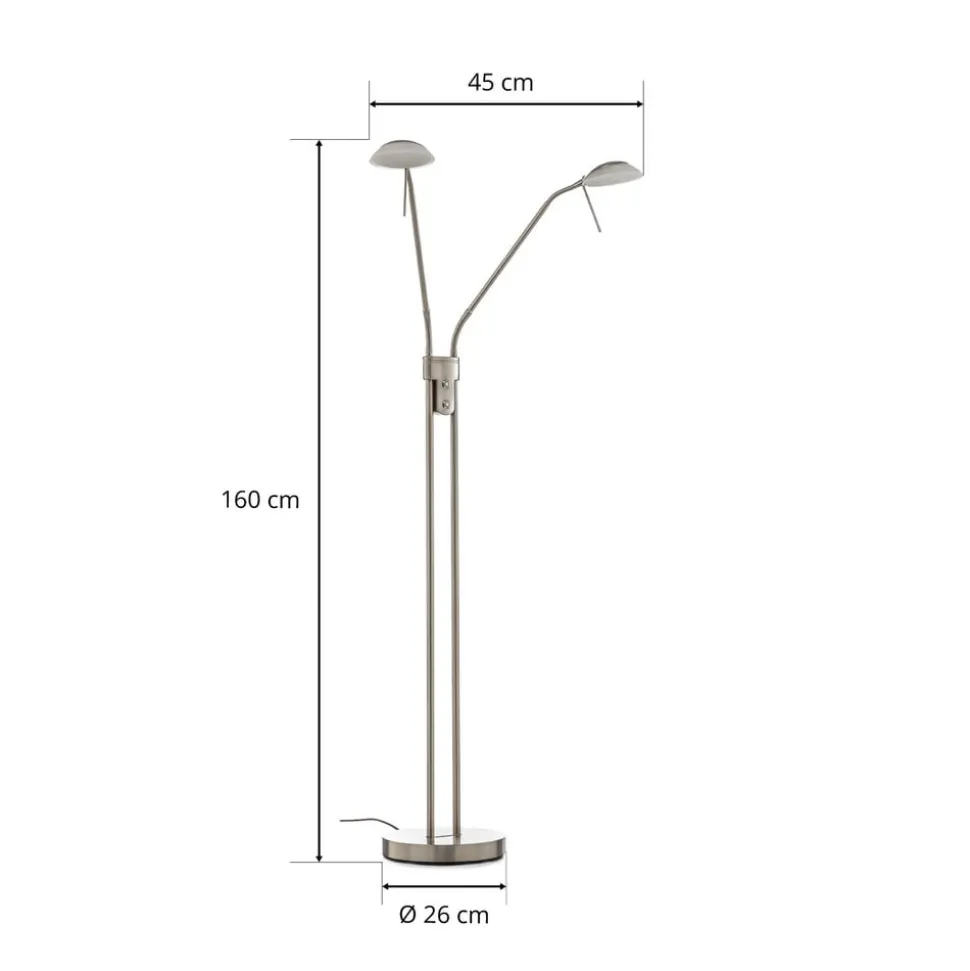 LED vloerlamp Pool TW, 2-lamps, nikkel