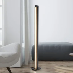 LED vloerlamp PURE Lines, zwart, hout, afstandsbediening, 140 cm