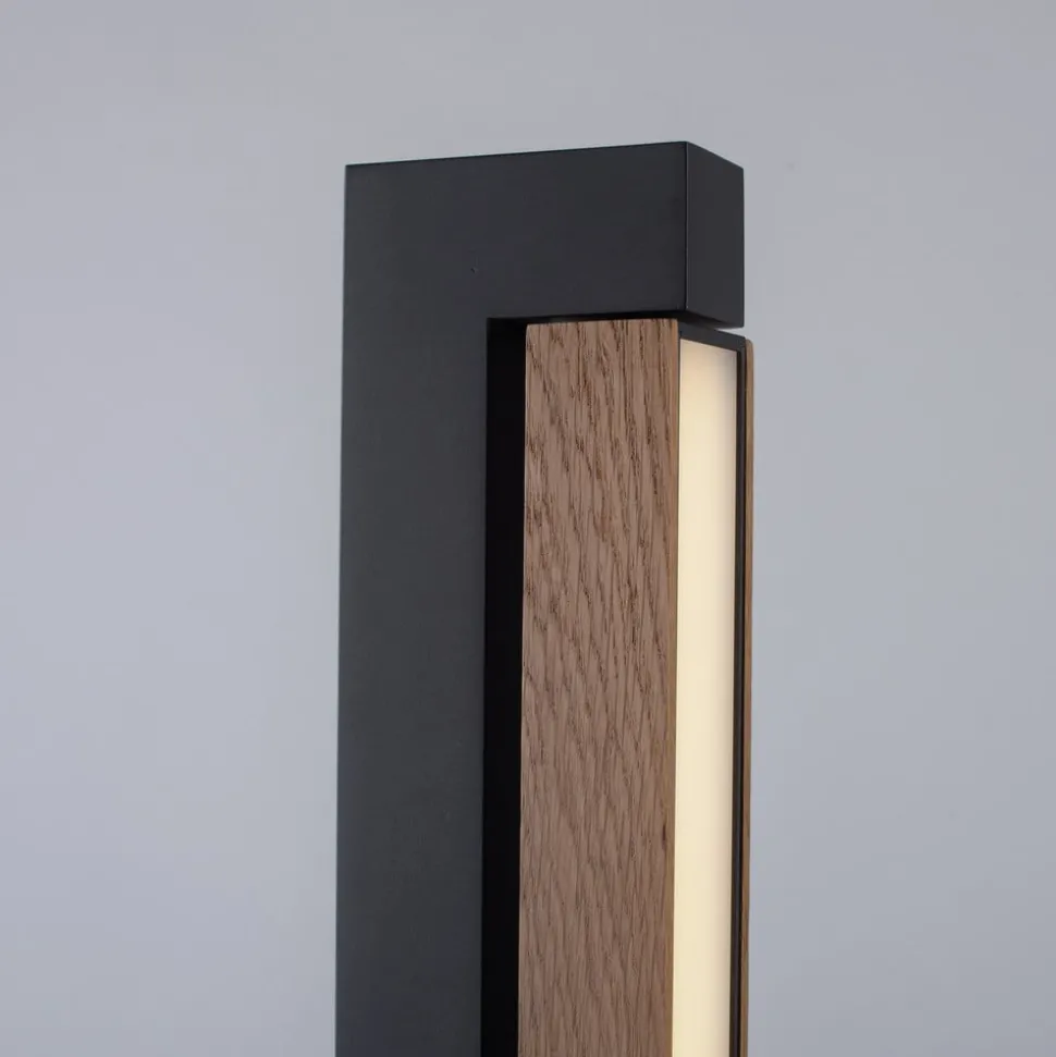 LED vloerlamp PURE Lines, zwart, hout, afstandsbediening, 140 cm