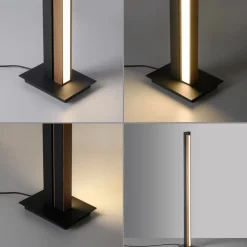 LED vloerlamp PURE Lines, zwart, hout, afstandsbediening, 140 cm