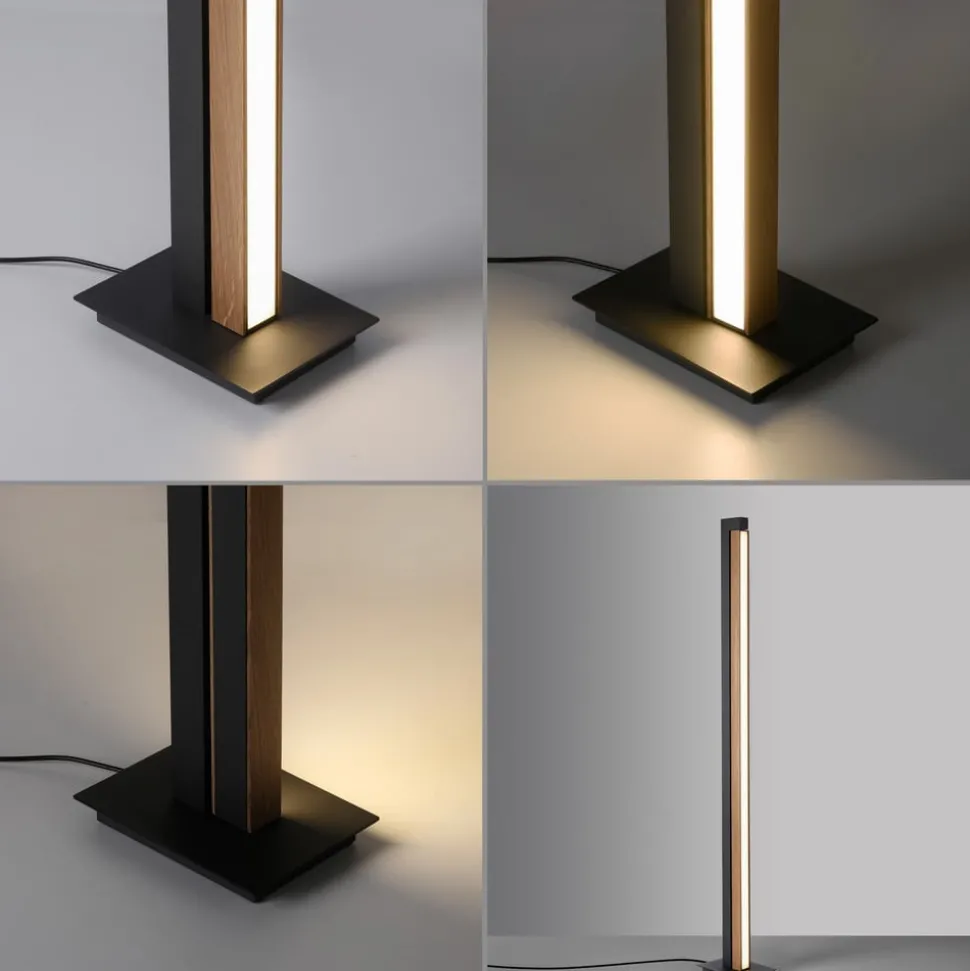 LED vloerlamp PURE Lines, zwart, hout, afstandsbediening, 140 cm