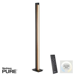 LED vloerlamp PURE Lines, zwart, hout, afstandsbediening, 140 cm