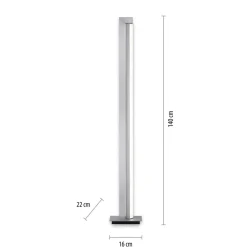 LED vloerlamp PURE Lines, zilver, afstandsbediening, 140 cm