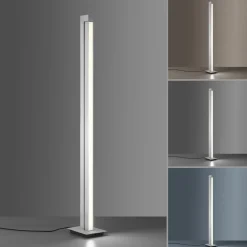 LED vloerlamp PURE Lines, zilver, afstandsbediening, 140 cm