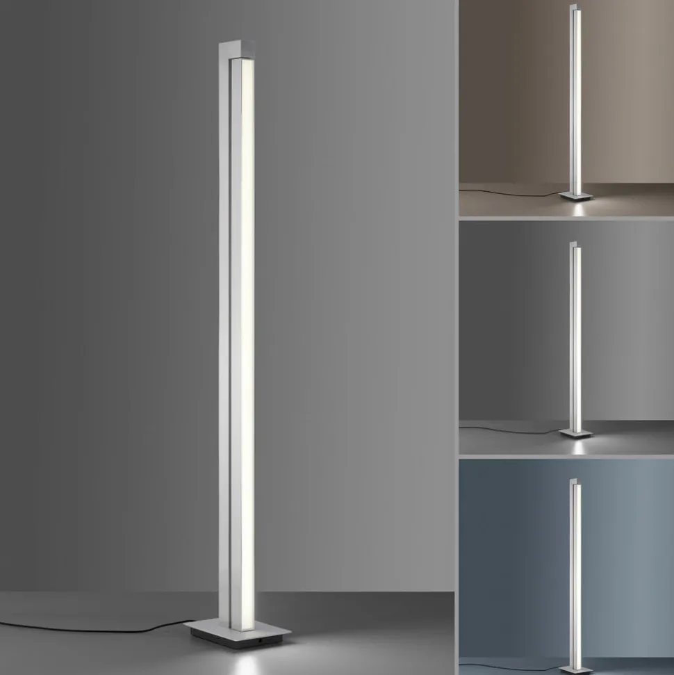 LED vloerlamp PURE Lines, zilver, afstandsbediening, 140 cm