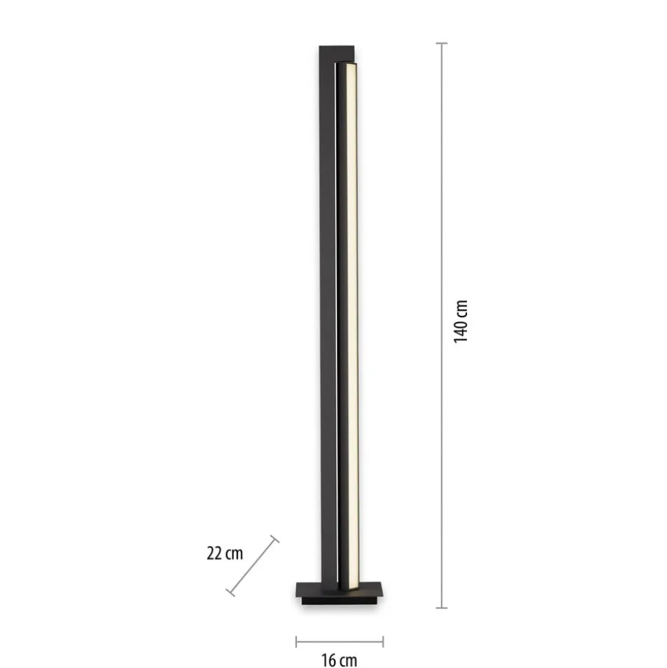 LED vloerlamp PURE Lines, antraciet, afstandsbediening, 140 cm