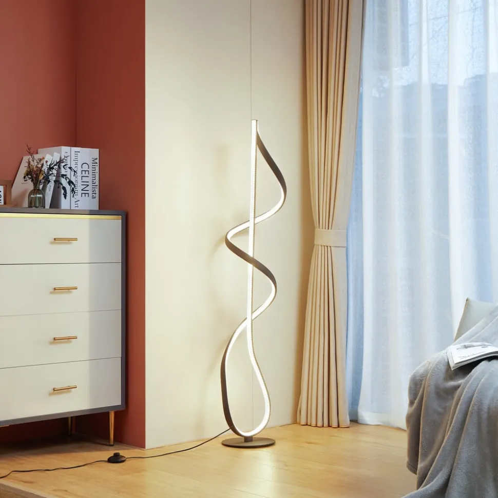 LED vloerlamp Rodado, zwart, 132 cm, aluminium