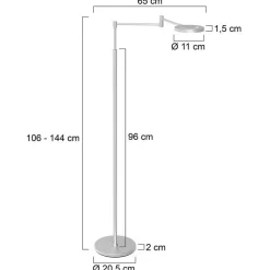 LED vloerlamp Soleil, staalkleurig, metaal, dimmer