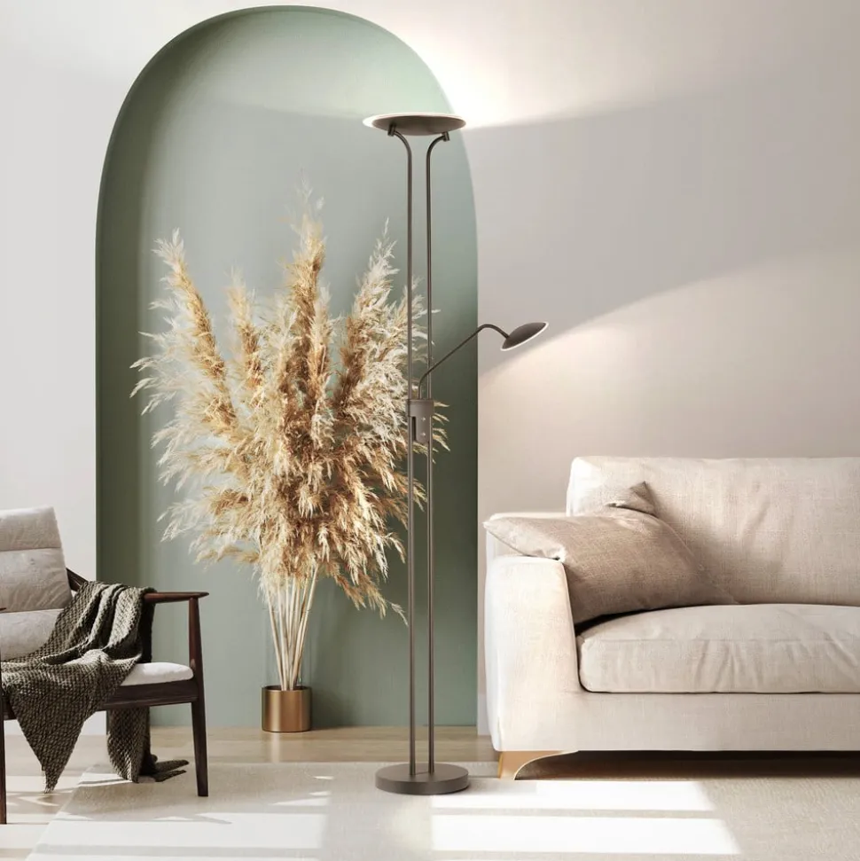 LED vloerlamp Tallri, zwart, 180 cm, 2-lamps, metaal, CCT