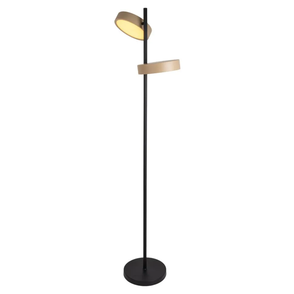 LED vloerlamp Tessa zwart/beige 165 cm Touchdim CCT 2-lamps.