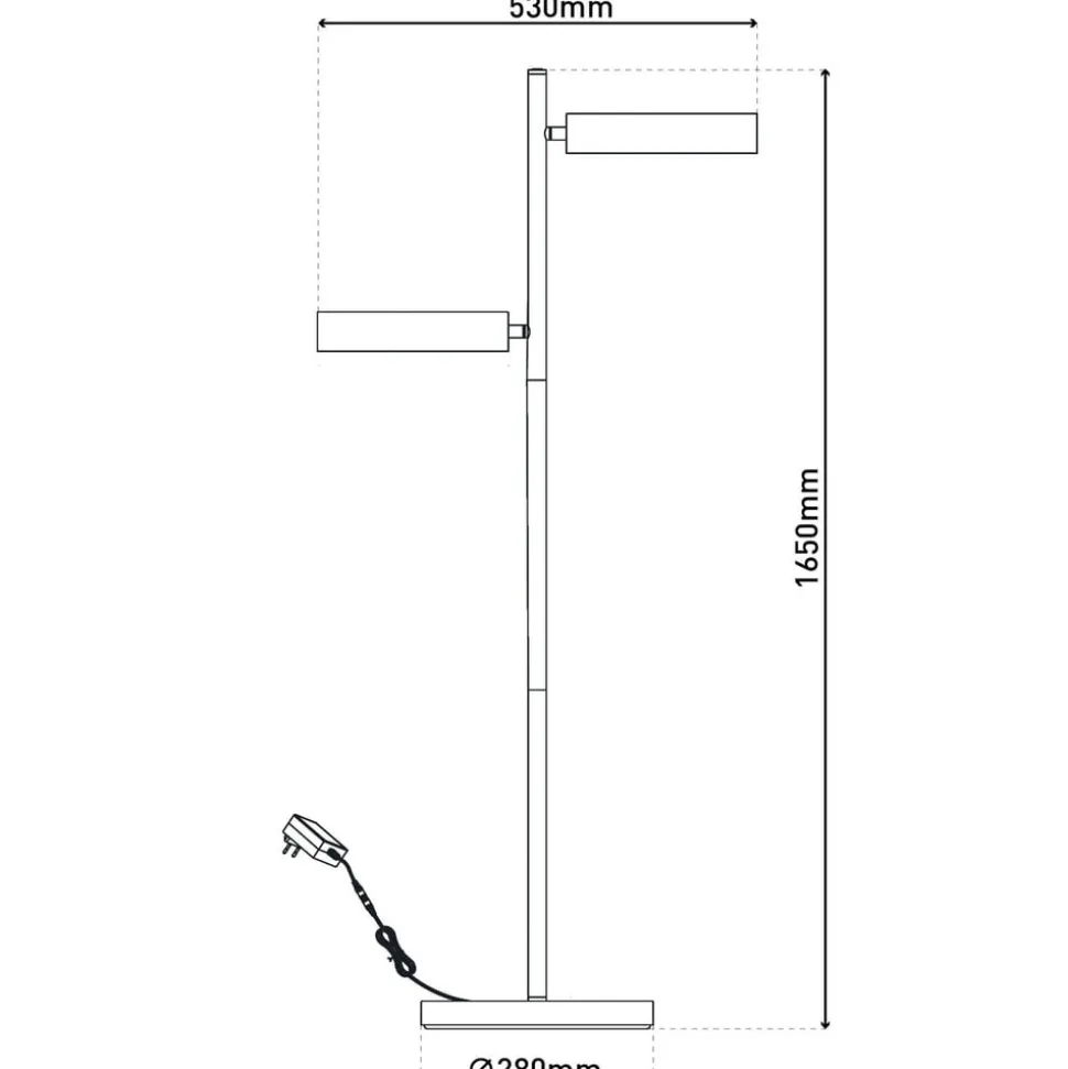 LED vloerlamp Tessa zwart/beige 165 cm Touchdim CCT 2-lamps.