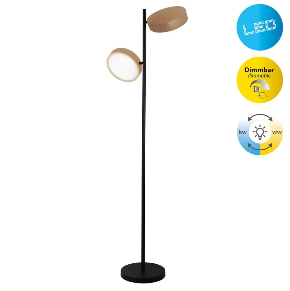 LED vloerlamp Tessa zwart/beige 165 cm Touchdim CCT 2-lamps.