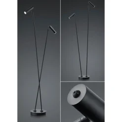 LED vloerlamp Tom, 2-lamps, zwart