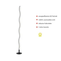LED vloerlamp Wave 3.000K 120cm zwart