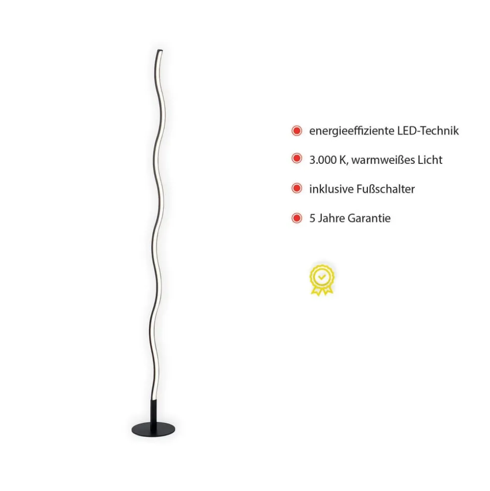 LED vloerlamp Wave 3.000K 120cm zwart