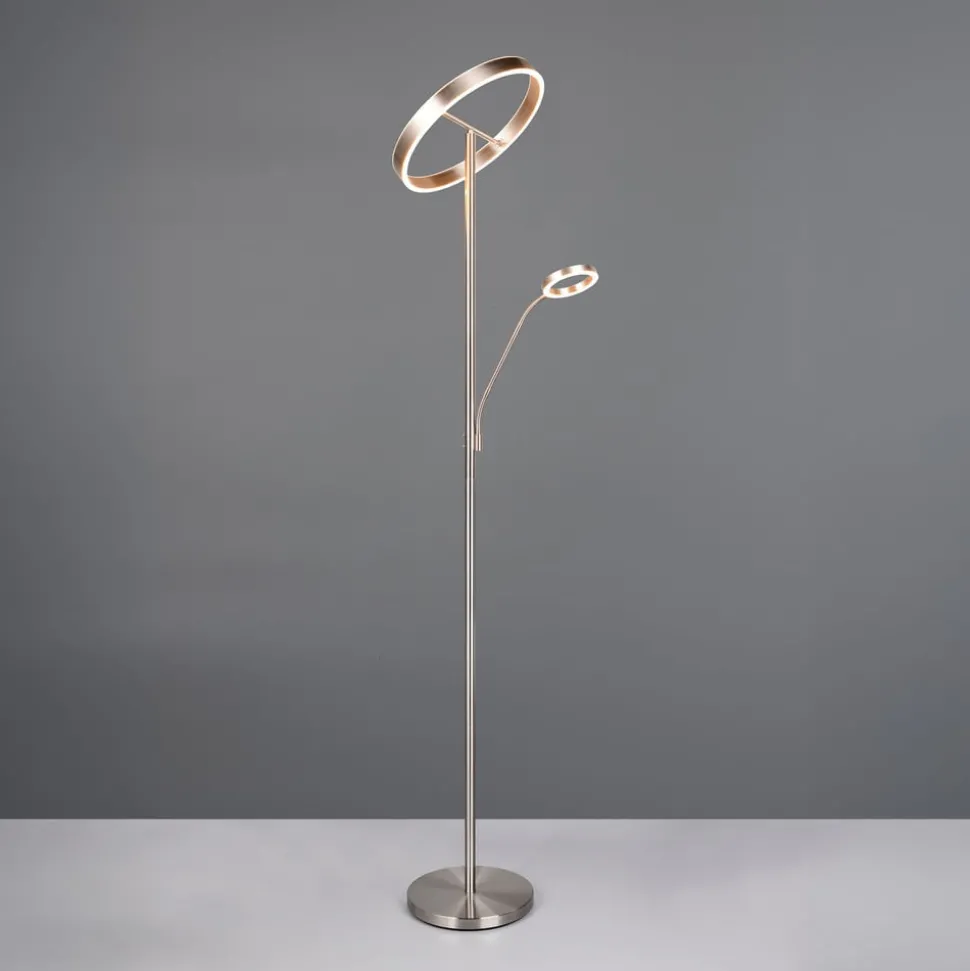 LED vloerlamp Willis, nikkel, hoogte 180 cm, metaal CCT dimmer