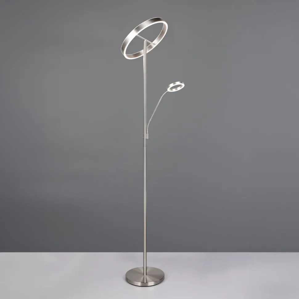 LED vloerlamp Willis, nikkel, hoogte 180 cm, metaal CCT dimmer