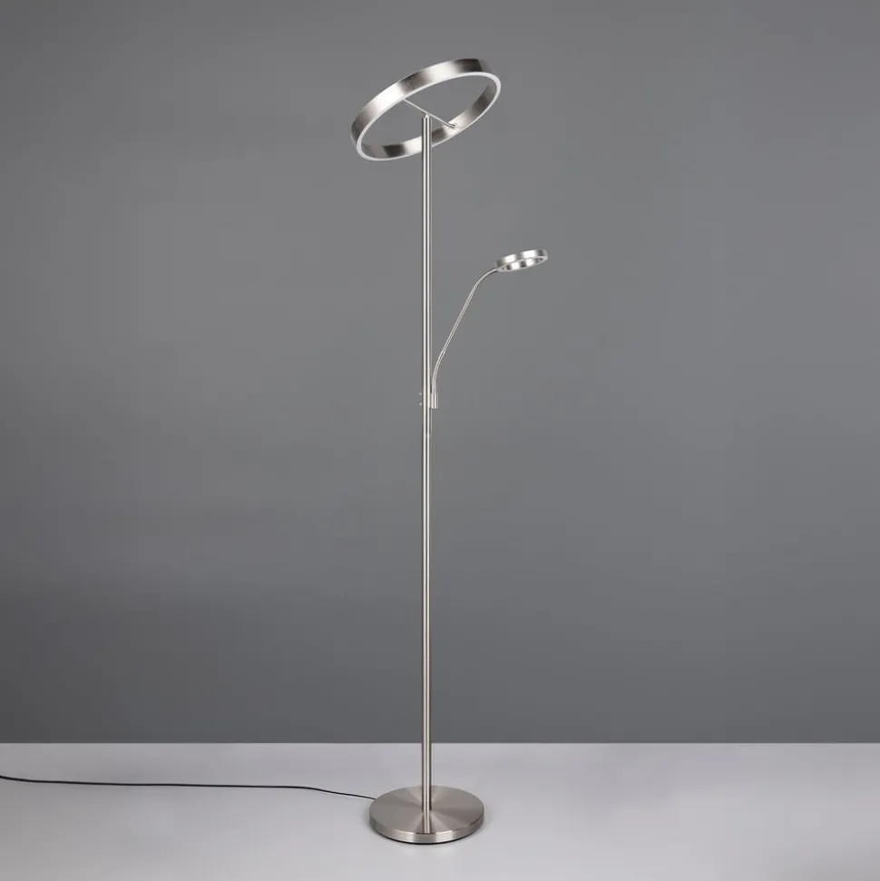 LED vloerlamp Willis, nikkel, hoogte 180 cm, metaal CCT dimmer