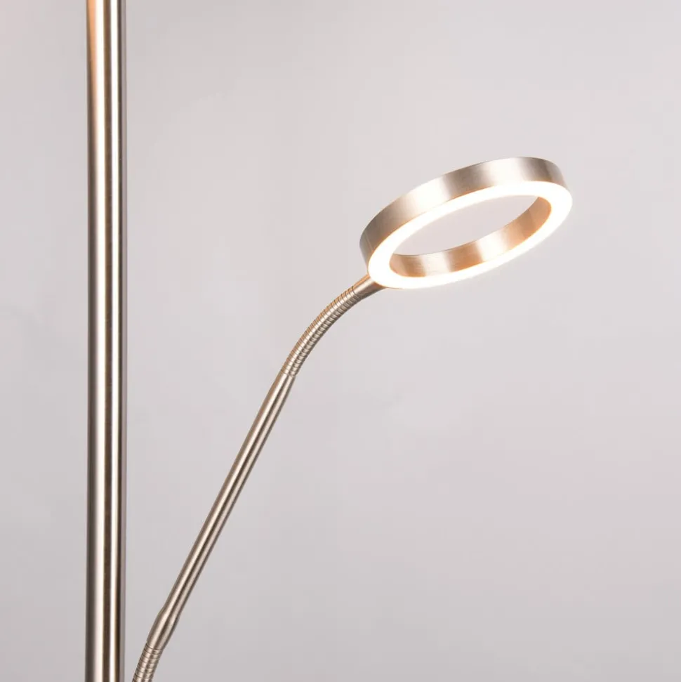 LED vloerlamp Willis, nikkel, hoogte 180 cm, metaal CCT dimmer