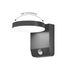 LED wandlamp 9083, sensor, antraciet, 16 cm, CCT, IP54