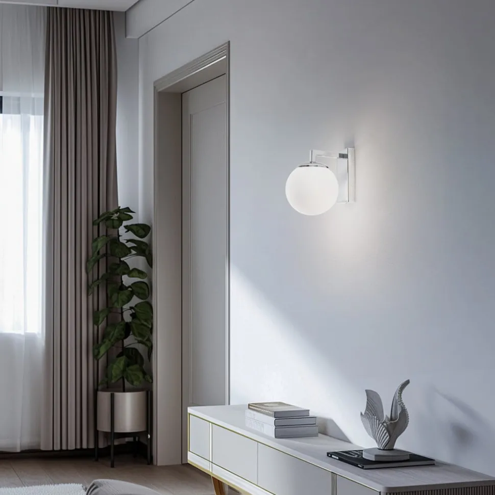 LED wandlamp Aseor, glas, chroom