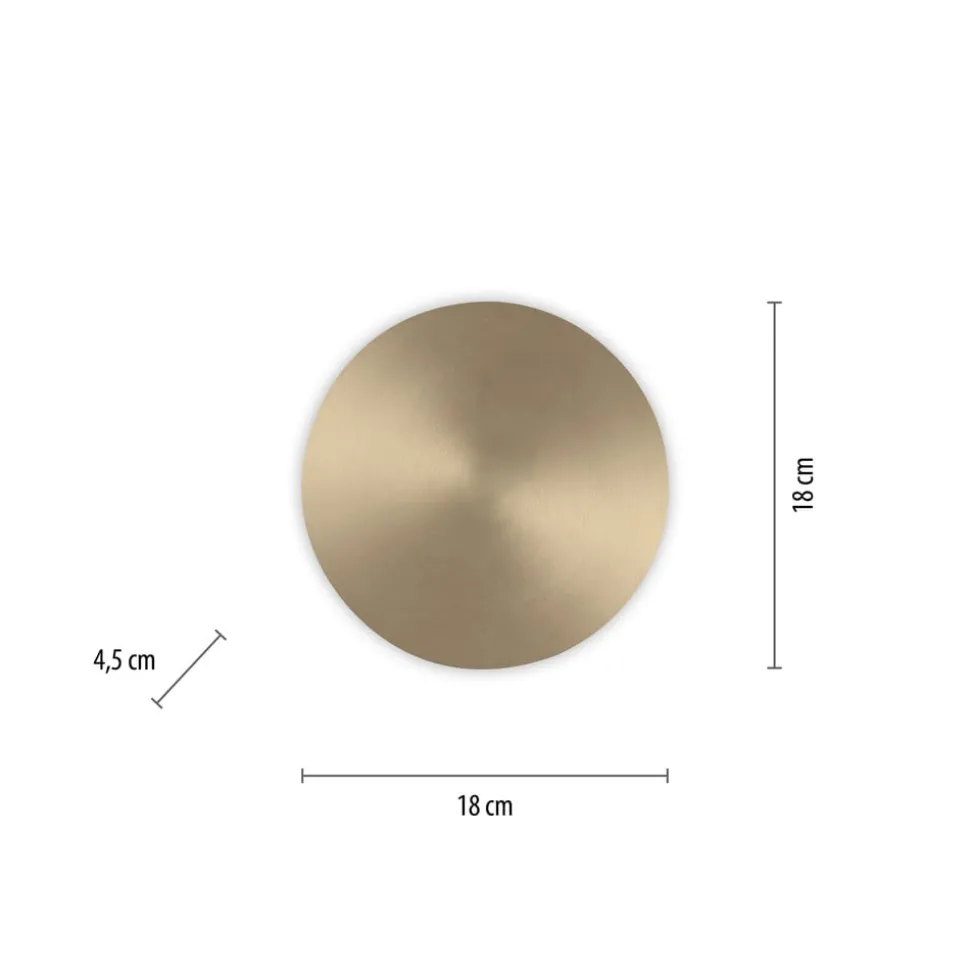 LED wandlamp batterij Puntua Ø 18 cm messing mat