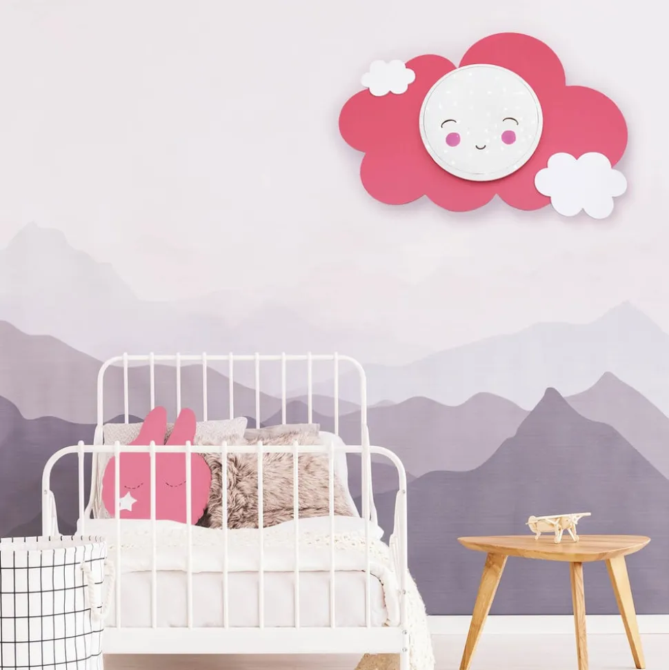 LED wandlamp beeldwolk Starlight Smile, roze