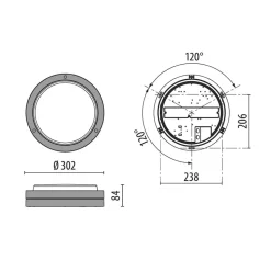 LED wandlamp Bliz Round 30 30W 3.000K grijs