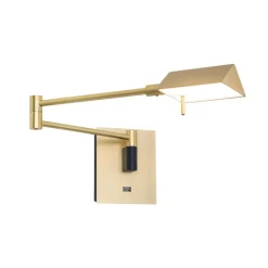 LED wandlamp Boston met USB-stopcontact, messing