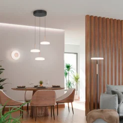 LED wandlamp Celeste, bruin/wit, Ø 22 cm glas dimbaar