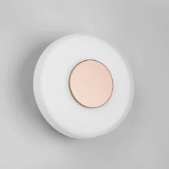 LED wandlamp Celeste, bruin/wit, Ø 22 cm glas dimbaar