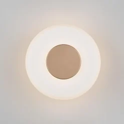 LED wandlamp Celeste, bruin/wit, Ø 22 cm glas dimbaar