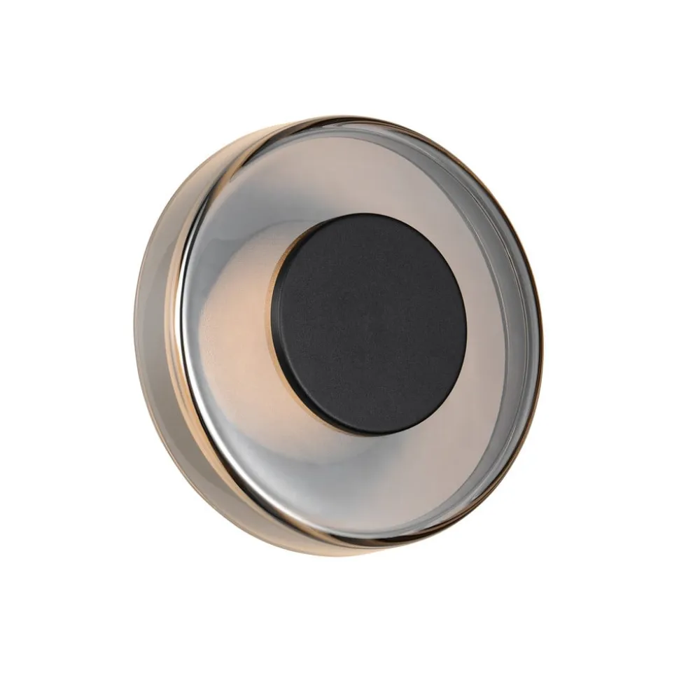 LED wandlamp Celeste, zwart/chroom, Ø 22 cm glas dimbaar