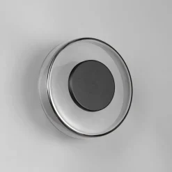 LED wandlamp Celeste, zwart/chroom, Ø 22 cm glas dimbaar