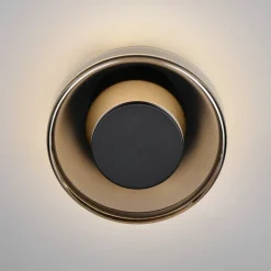 LED wandlamp Celeste, zwart/chroom, Ø 22 cm glas dimbaar