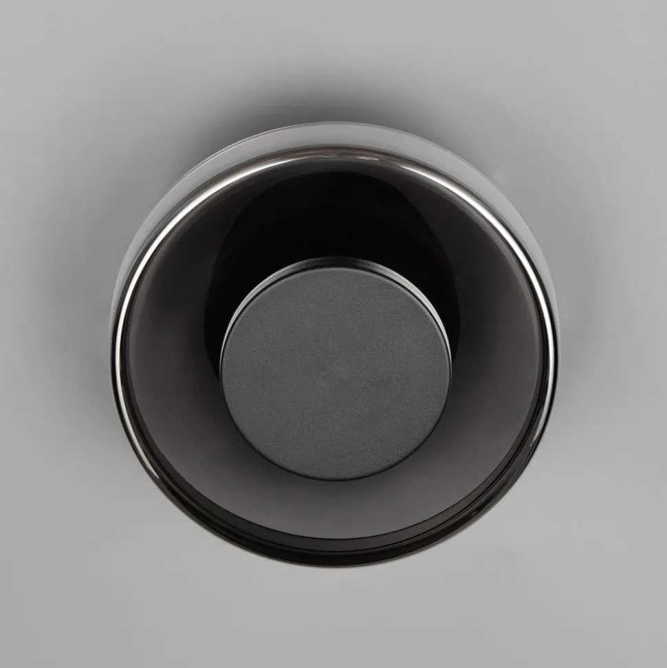 LED wandlamp Celeste, zwart/chroom, Ø 22 cm glas dimbaar