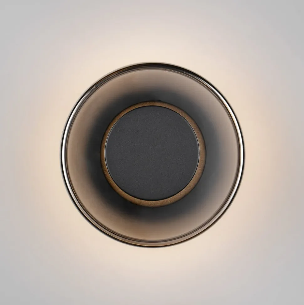 LED wandlamp Celeste, zwart/chroom, Ø 22 cm glas dimbaar