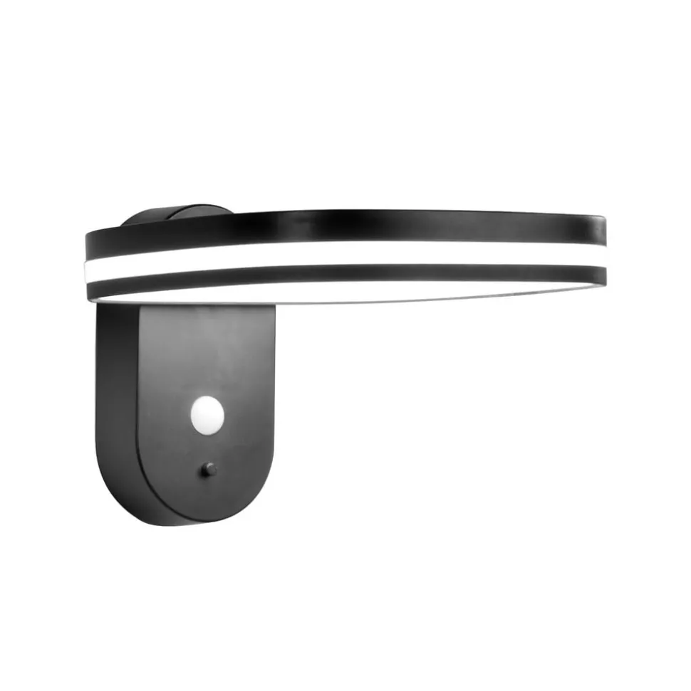 LED wandlamp Chicago op zonne-energie, zwart, sensor