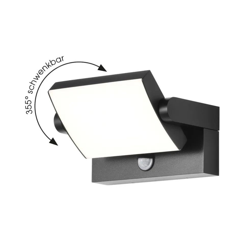 LED wandlamp CMD 9081, sensor, antraciet, 21 cm, CCT, IP54