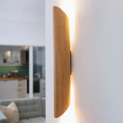 LED wandlamp Colombia, eiken natuur