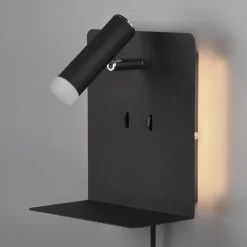 LED wandlamp Element met schap zwart mat