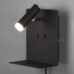 LED wandlamp Element met schap zwart mat